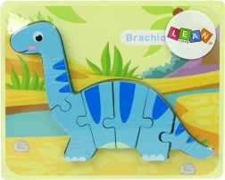 Puzzle en bois dinosaure brachiosaure bleu