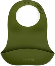 Bavoir en silicone New Baby vert olive