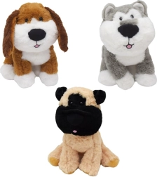 Chien en peluche assis 22 cm – assortiment de couleurs