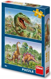 Puzzle DINO Combat des dinosaures 2×48 pièces