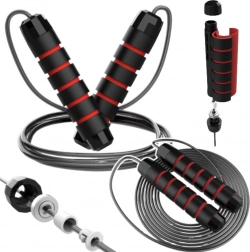 Corde à sauter en acier réglable avec roulements et poignées en mousse 3 m