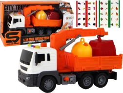 Camion poubelle avec grue à friction Orange 1:16