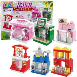 Jeu de construction Mini Street 6-en-1 – petits bâtiments de ville, boutiques et cafés (137 pièces)