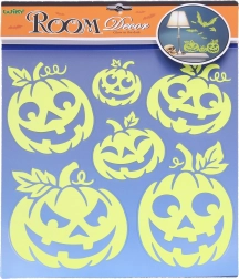 Autocollants muraux phosphorescents 38 × 31 cm citrouilles Halloween