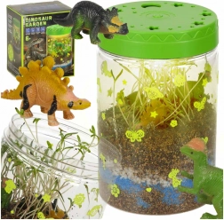 Terrarium pour cultiver des plantes avec lampe LED et dinosaures