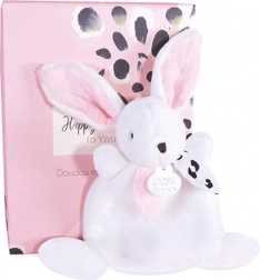 Doudou rose mini lapin 17 cm boîte cadeau