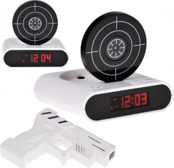 Réveil avec cible de tir et pistolet, jeu et enregistrement d’alarme