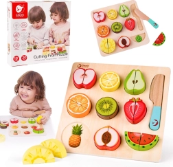 Set en bois pour découper les fruits Montessori Classic World, 20 pièces