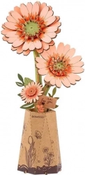 Rowood Fleur 3D en bois – gerbera orange, maquette sans colle