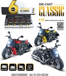 Modèle de moto en métal 1:12 avec lumière et pull-back
