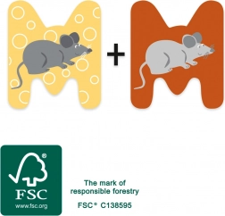 small foot lettre en bois m avec petite souris