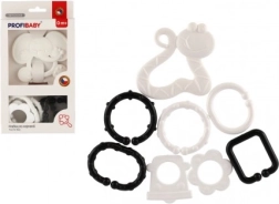 Anneau de dentition animal avec pendentifs noir et blanc