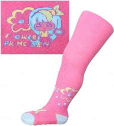 Collants en coton New Baby avec 3× ABS – rose Flower Princess, taille 104–110