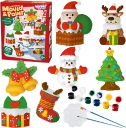 Woopie kit créatif de moulages en plâtre et peintures – figurines de Noël DIY à colorier