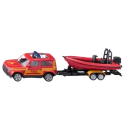 Siku Land Rover Defender avec bateau à moteur – set de pompiers