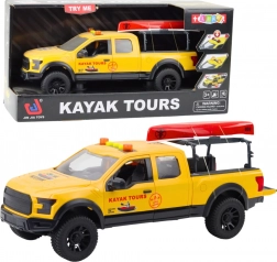 Véhicule tout-terrain pour transporter des kayaks avec lumières et sons jaune