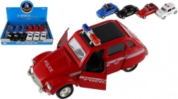 Voiture de police rétro 11 cm – métal/plastique, rétrofriction, éclairage à piles