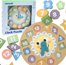 Tooky Toy horloge éducative en bois avec 12 formes et chiffres