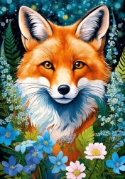 Puzzle Renard parmi les fleurs 1000 pièces