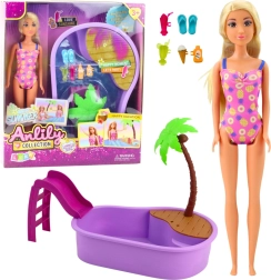 Poupée ANLILY à la plage avec piscine et accessoires
