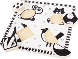 Bigjigs Toys puzzle encastrable en bois formes noir et blanc