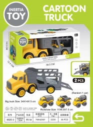 ensemble de véhicules avec remorque de dépannage et petits engins de chantier