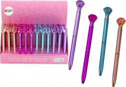 Stylo à bille avec diamant, mat, encre bleue 0,7 mm