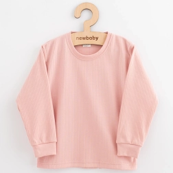 T-shirt enfant en coton à manches longues rose poudre