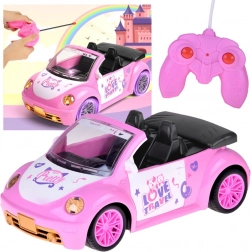 Cabriolet rose pour poupées avec télécommande