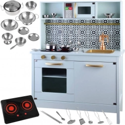 Cuisine pour enfants en bois menthe avec vaisselle