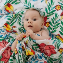 Couverture en mousseline de bambou Blooming Day 120x120 cm