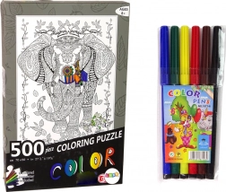 Puzzle à colorier 500 pièces Éléphant