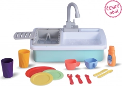 Évier de cuisine pour enfants avec eau courante et accessoires 40 cm