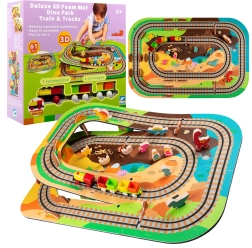 Set de sol en mousse 3D Dino Park avec petit train 61 pièces HUMBI