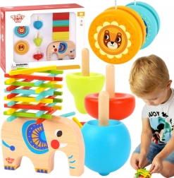 Set de jeux en bois – éléphant, mikado, toupie et yoyo 46 pcs TOOKY TOY