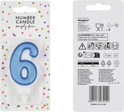 Bougie de gâteau chiffre 6 bleue – 7 cm