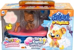 Set de bain interactif avec chiot corgi – noir‑brun