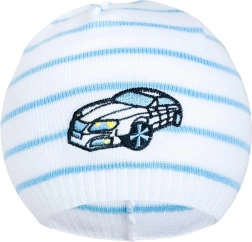 Bonnet de printemps New Baby avec petite voiture blanc et bleu 104 (3–4 ans)