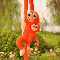 Singe en Peluche avec Bébé Orange avec Son