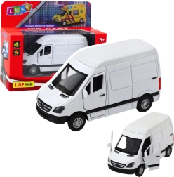 Camionnette en métal 1:32 à rétrofriction, avec lumières et sons – blanche