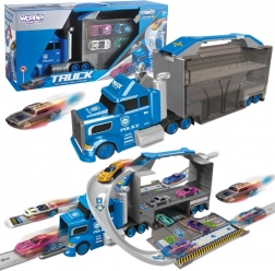 Woopie camion de police 2-en-1 – transporteur et piste de course