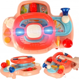 Volant interactif rose pour enfants à fixer sur poussette avec sons et lumières