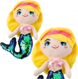 Sirène en peluche avec queue pailletée 30 cm