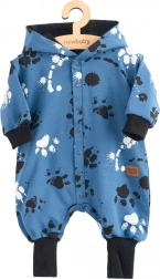 Combinaison bébé en coton à capuche avec petites oreilles NEW BABY, bleu, patte