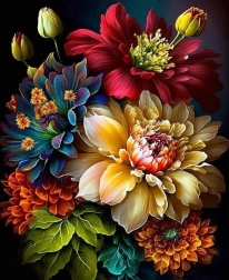 Peinture diamant bouquet de pivoines 30 × 40 cm