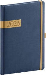 Agenda hebdomadaire Twill bleu‑or 2026