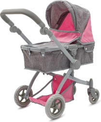 Poussette pour poupée 2 en 1 Baby Mix Sophie rose et grise