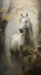 Peinture diamant Cheval blanc dans la brume 30 × 40 cm