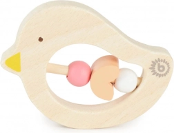 Bieco anneau de dentition en bois avec perles roses – petit oiseau