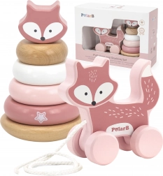 Ensemble en bois VIGA PolarB – tour à empiler renard et renard à tirer
